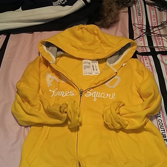 Aeropostale Jackets & Blazers - YELLOW AERO LETTERMAN ZIP HOODIE😎😎jrs L